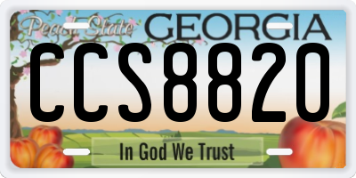 GA license plate CCS8820