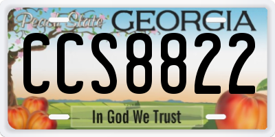 GA license plate CCS8822
