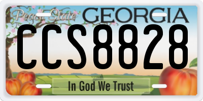 GA license plate CCS8828