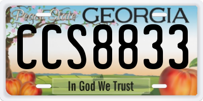 GA license plate CCS8833