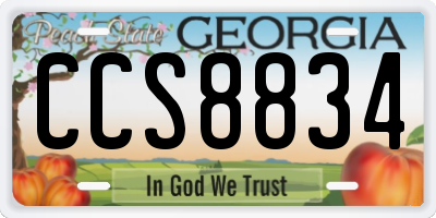 GA license plate CCS8834