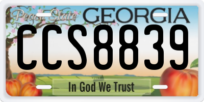 GA license plate CCS8839