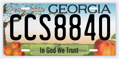 GA license plate CCS8840