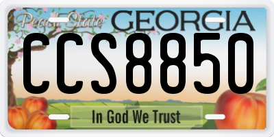 GA license plate CCS8850