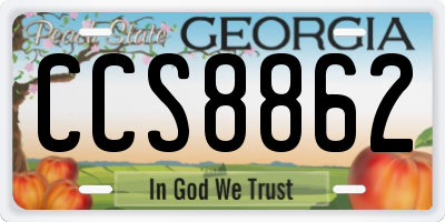 GA license plate CCS8862