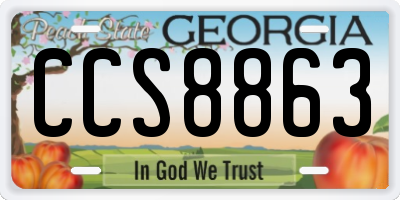 GA license plate CCS8863