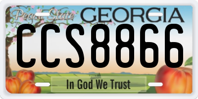 GA license plate CCS8866