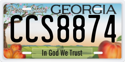 GA license plate CCS8874