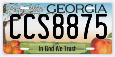 GA license plate CCS8875