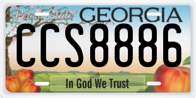 GA license plate CCS8886
