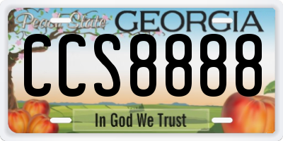 GA license plate CCS8888