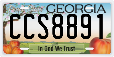 GA license plate CCS8891