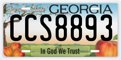 GA license plate CCS8893
