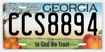 GA license plate CCS8894