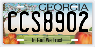 GA license plate CCS8902