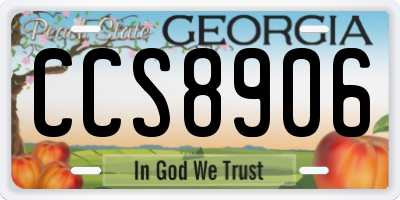 GA license plate CCS8906