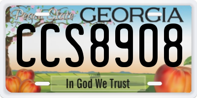 GA license plate CCS8908