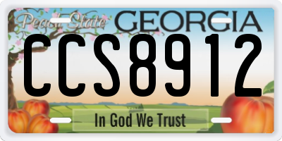 GA license plate CCS8912