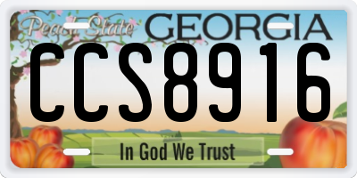 GA license plate CCS8916