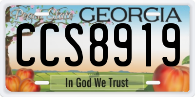 GA license plate CCS8919