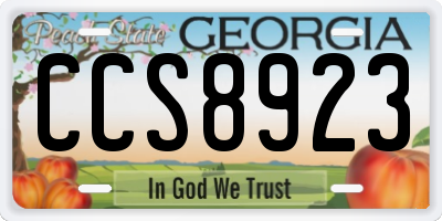 GA license plate CCS8923