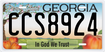 GA license plate CCS8924