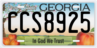 GA license plate CCS8925