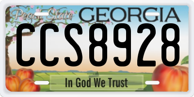GA license plate CCS8928
