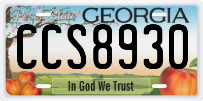 GA license plate CCS8930