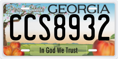 GA license plate CCS8932