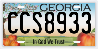 GA license plate CCS8933