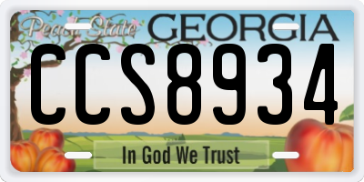 GA license plate CCS8934