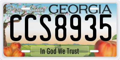 GA license plate CCS8935