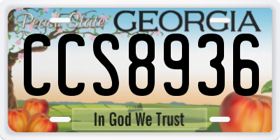 GA license plate CCS8936