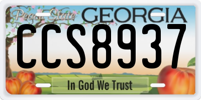 GA license plate CCS8937