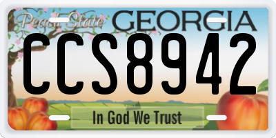 GA license plate CCS8942
