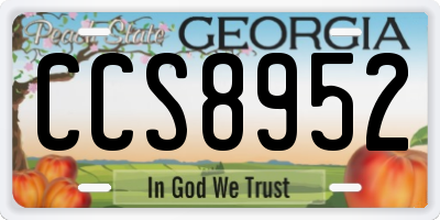 GA license plate CCS8952