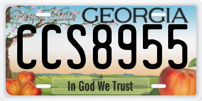 GA license plate CCS8955