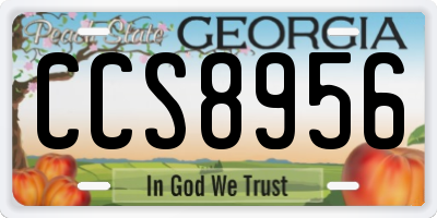 GA license plate CCS8956