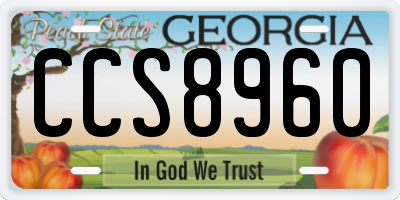 GA license plate CCS8960