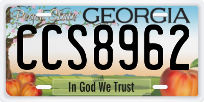 GA license plate CCS8962