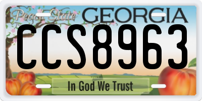 GA license plate CCS8963