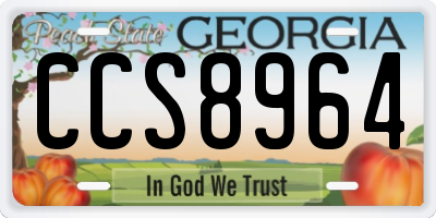 GA license plate CCS8964
