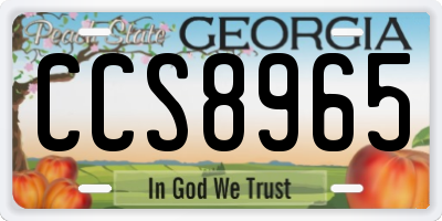 GA license plate CCS8965