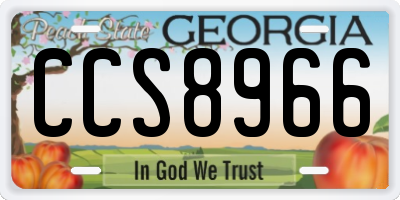 GA license plate CCS8966