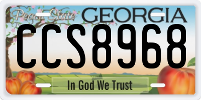 GA license plate CCS8968