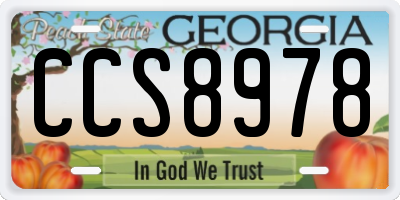 GA license plate CCS8978
