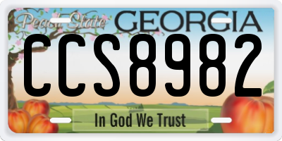 GA license plate CCS8982