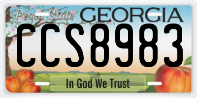 GA license plate CCS8983