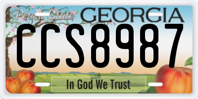 GA license plate CCS8987